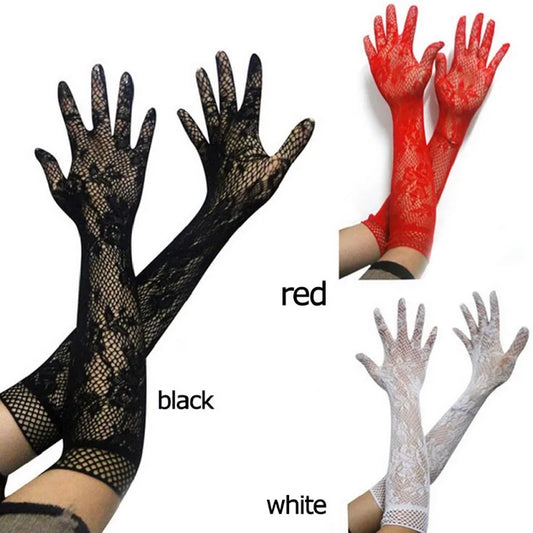 Floral Transparent Lace Cosplay Gloves