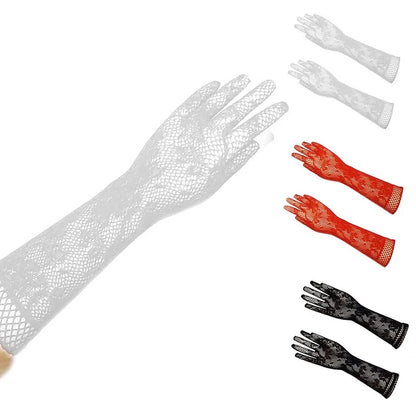 Floral Transparent Lace Cosplay Gloves
