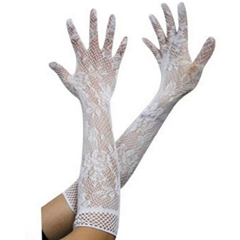 Floral Transparent Lace Cosplay Gloves