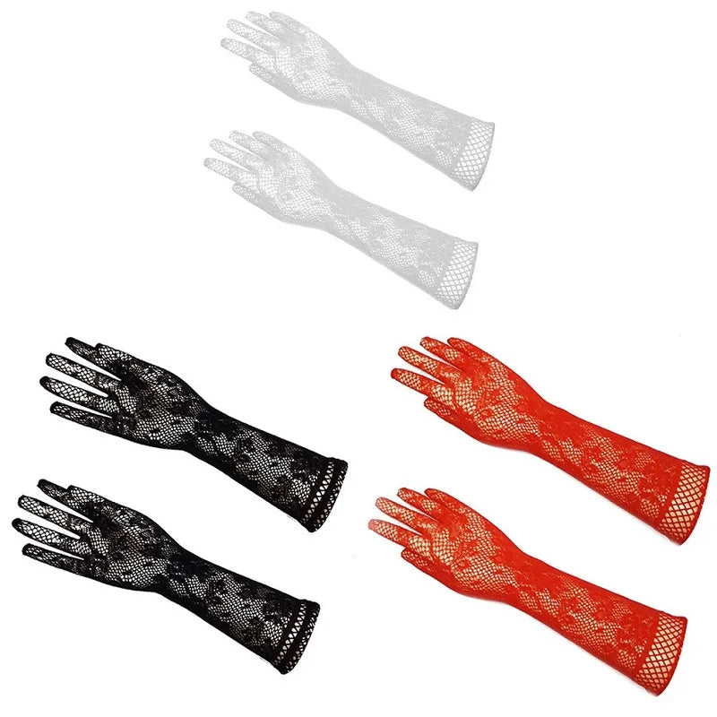 Floral Transparent Lace Cosplay Gloves