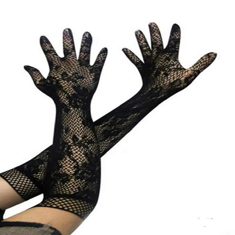 Floral Transparent Lace Cosplay Gloves