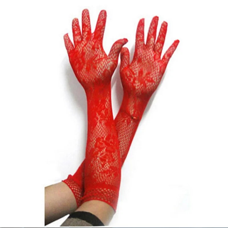 Floral Transparent Lace Cosplay Gloves
