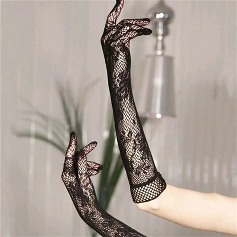 Floral Transparent Lace Cosplay Gloves