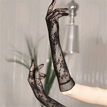 Floral Transparent Lace Cosplay Gloves